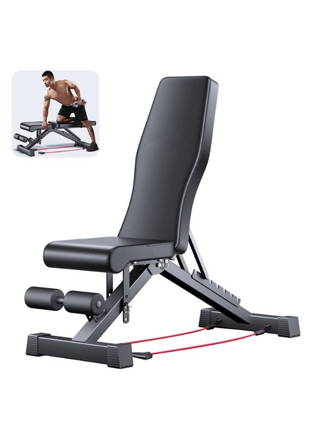 PORIYA Adjustable Weight Bench Abdominal Sit-Up Bench, Multifunctional Foldable Fitness Bench, 7-Level Adjustable, Heavy-Duty Steel Frame, Flat/Incline/Decline, Home Gym Trainer - Image 1